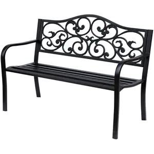 Outsunny - banc 3 places - Métal - 127x60x89cm - Noir pas cher