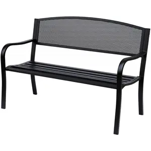 Outsunny - banc de jardin - Métal - 127x60x87cm - Noir pas cher