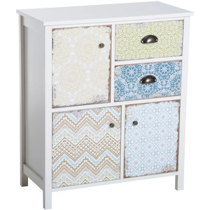 HOMCOM Meuble de Rangement Commode Buffet Style Néo-Rétro Graphique 3 ... pas cher
