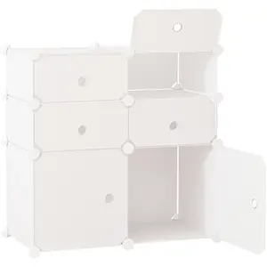 Armoire étagère à chaussures modulable HOMCOM - Blanc - 3 niveaux 6 cu... pas cher