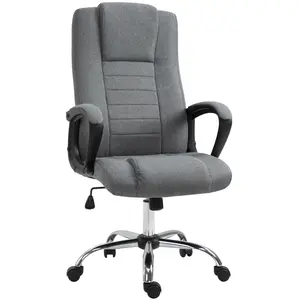 Fauteuil de bureau à roulettes HOMCOM - Lin gris foncé - Ergonomique p... pas cher