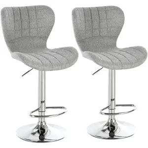 HOMCOM Lot de 2 tabourets de bar style contemporain réglable pivotant gris pas cher