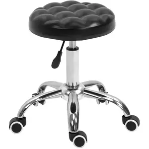 HOMCOM Tabouret massage réglable pivotant assise synthétique capitonnée noir