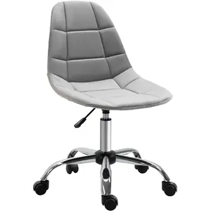 VINSETTO Chaise de bureau effet capitonné hauteur réglable pivotant 360° piètement chromé velours gris 59x59x91cm Gris pas cher