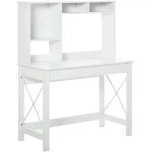 Comparateur de prix : Bureau bibliothèque 2 en 1 HOMCOM - Panneaux Particules métal Blanc - ...
