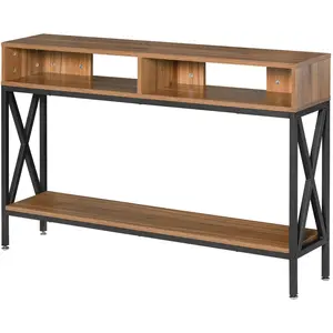 HOMCOM - console - Bois - 120x23x75cm - Marron