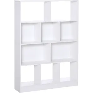 HOMCOM Bibliothèque étagère meuble de rangement 5 niches + 5 étagères panneaux particules blancVendu paraosom