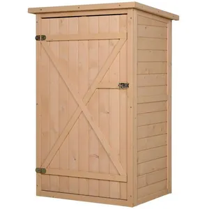 Outsunny Armoire de jardin porte verrouillable 2 étagères bois sapin pas cher