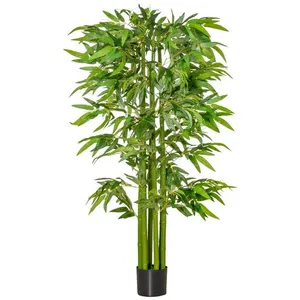 Comparateur de prix : HOMCOM Bambou artificiel XL 1,60H m 975 feuilles denses réalistes pot inclus