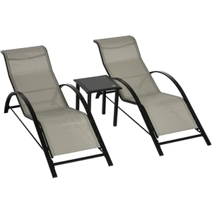Comparateur de prix : Outsunny Lot de 2 bains de soleil design contemporain table basse plat...
