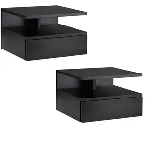 HOMCOM Lot de 2 tables de chevet murales - lot de 2 tables de nuit - t... pas cher