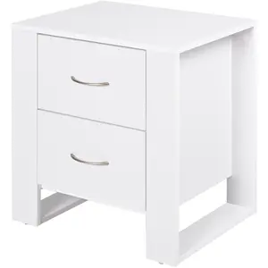 HOMCOM Table de Chevet Table de Nuit 2 Tiroirs Design Contemporain Dim... pas cher