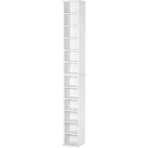 Comparateur de prix : HOMCOM - rangement pour cd - Panneaux de particules - 21x22,5x88,5cm - Blanc