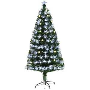 HOMCOM Sapin de Noël artificiel lumineux fibre optique LED + 20 ampoul...