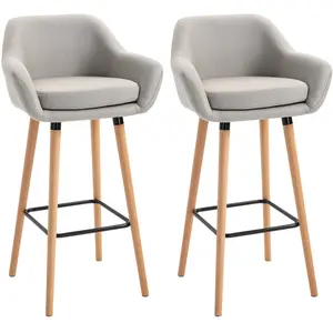HOMCOM Lot de 2 tabourets de bar style scandinave repose-pieds et accoudoirs pas cher