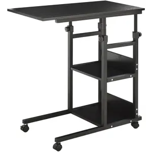 HOMCOM Table de lit roulante hauteur réglable 2 étagères intégrées pas cher