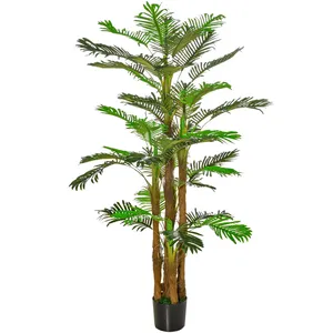 Comparateur de prix : Outsunny Palmier artificiel H.1,85 m tronc branches lichen pot inclus