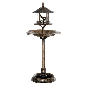 Comparateur de prix : Outsunny Bain d'oiseaux abreuvoir pour oiseaux jardinière 3 en 1 dim. Ø 50 x 113H cm polypropylène bronze antique