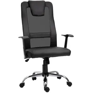 HOMCOM Fauteuil de bureau ergonomique réglable synthétique maille noir pas cher