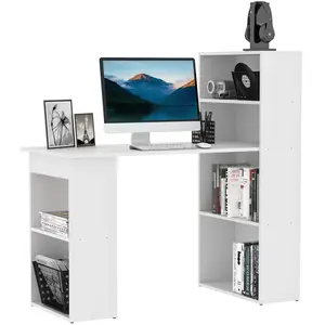 Comparateur de prix : HOMCOM Bureau informatique + bibliothèque 120L x 55l x 120H cm