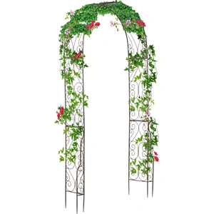 Comparateur de prix : Outsunny Arche de jardin arche à rosiers style fer forgé dim. 120L x 30l x 226H cm métal époxy noir vieilli cuivré