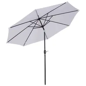Comparateur de prix : Outsunny Parasol en métal rond polyester 180gm² manivelle inclinable ø 3 x 2,45 m blanc
