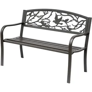 Outsunny - banc 3 places - Métal - 127x60x85cm - Brun pas cher