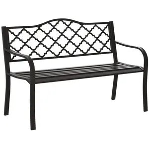 Banc de Jardin - OUTSUNNY - Style Rural Chic - 3 Places - Métal et Fon... pas cher