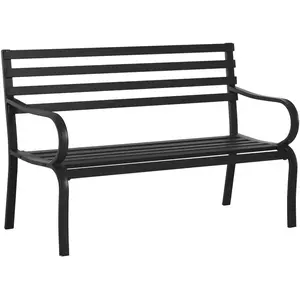 Outsunny Banc de Jardin Design Contemporain 2 Places dim. 127L x 58l x 82H cm métal époxy Noir pas cher