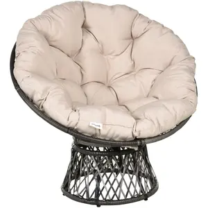 Comparateur de prix : Fauteuil Rond de Jardin - Outsunny - Papasan pivotant - Confortable - Polyester résine tressée