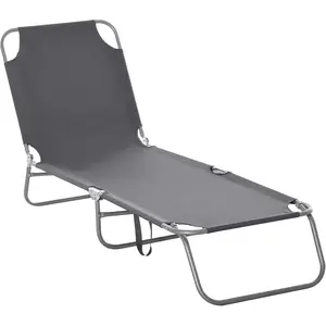 Bain de Soleil - OUTSUNNY - Pliable - Dossier réglable - Métal et Poly...