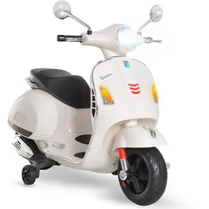 Comparateur de prix : Scooter électrique pour enfants Vespa HOMCOM - Blanc - 4 roues - Phare...