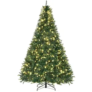 HOMCOM Sapin de Noël artificiel 700 LED blanc chaud H2,1 m