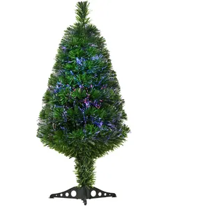 Comparateur de prix : HOMCOM Sapin de Noël artificiel fibre optique LED multicolore H90 cm