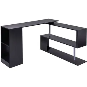 HOMCOM Bureau informatique modulable design contemporain zig zag bibli... pas cher