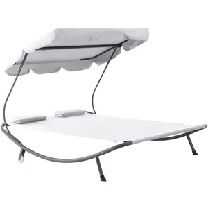 Outsunny Bain de Soleil 2 Places lit de Jardin Design Contemporain Toi...Vendu paraosom