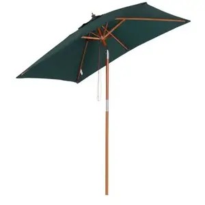 Comparateur de prix : Outsunny Parasol rectangulaire inclinable bois polyester haute densité 2L x 1,5l x 2,3H m vert foncé