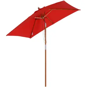 Comparateur de prix : Outsunny Parasol rectangulaire inclinable bois polyester haute densité 2L x 1,5l x 2,3H m rouge