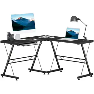 Bureau informatique d'angle noir - HOMCOM - Design moderne - Spacieux ... pas cher