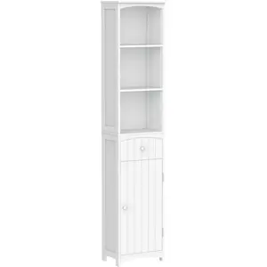 Comparateur de prix : HOMCOM Meuble colonne de salle de bain moderne 34L x 24l x 170H cm blanc TU