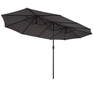 Comparateur de prix : Outsunny Grand parasol acier polyester haute densité gris