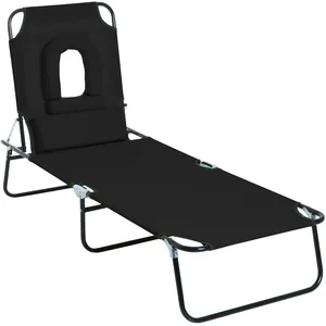 Outsunny Bain de Soleil Pliable transat inclinable 4 Positions Chaise ...