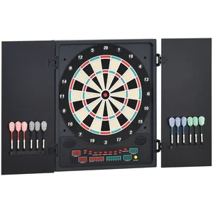 Comparateur de prix : HOMCOM Cible jeu de fléchettes électronique refermable 27 jeux 8 joueurs