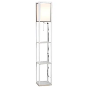 HOMCOM Lampadaire étagère 26L x 26l x 160H cm 3 étagères 4 Niveaux MDF Blanc pas cher