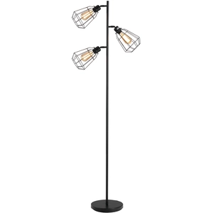 HOMCOM Lampadaire design industriel 3 ampoules max. 40 w abat-jour cage métal noir