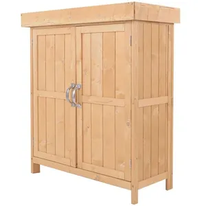 Outsunny Armoire de jardin sur pied 2 portes étagère toit bitumé relevable pas cher