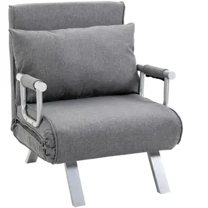 Comparateur de prix : HOMCOM Fauteuil convertible déhoussable métal lin gris clair