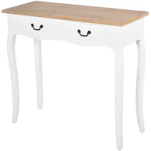 Comparateur de prix : HOMCOM Console style table de drapier shabby chic 2 tiroirs blanc