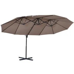 Comparateur de prix : Outsunny Parasol déporté grande taille inclinable marron
