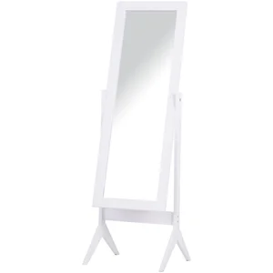 Comparateur de prix : HOMCOM Miroir à pied inclinaison réglable dim. 47L x 46l x 148H cm MDF blanc